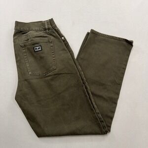 Obey Jeans Straight Leg Button Fly Faded Olive Green Mens Size 31